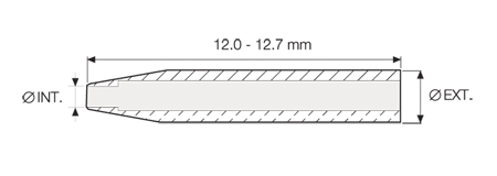 12.0 - 12.7 mm. Perforating Tube Single Edge Back Ejection